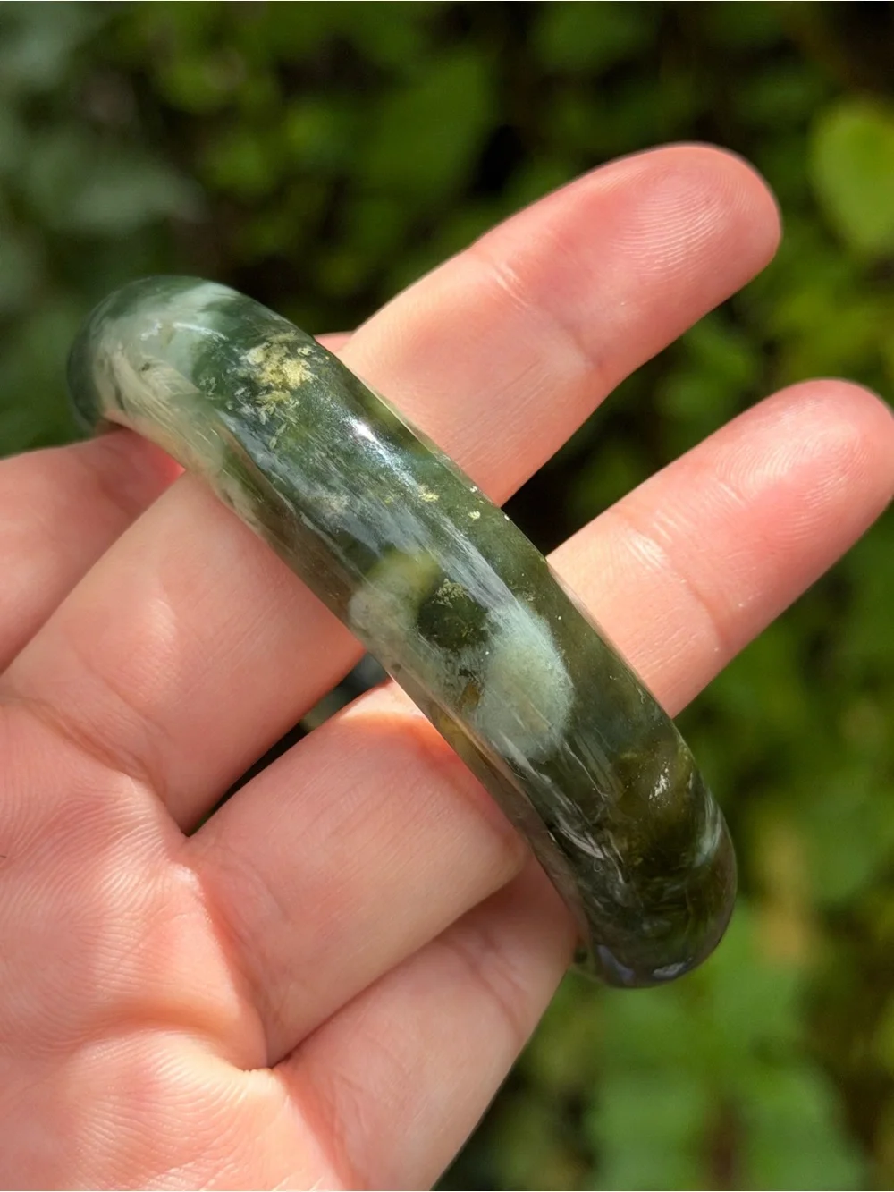 57mm inner diameter chunky green xiuyu jade bangle 1736